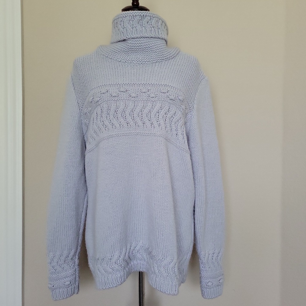 Saint James Womens Turtleneck Sweater Size L Blue Cozy Minimalist Quite Luxury